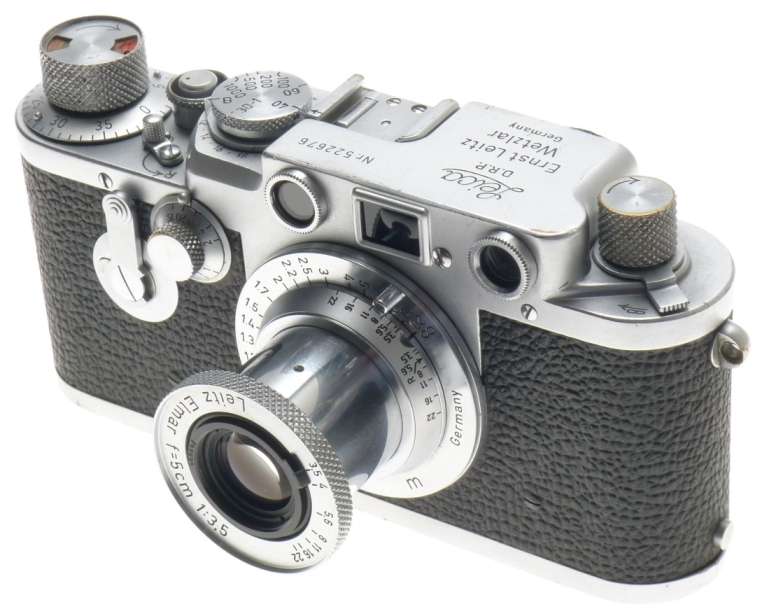 SELF TIMER 3F LEICA IIIF CAMERA CHROME ELMAR 1:3.5/50mm LENS f=5cm BLACK SCALE