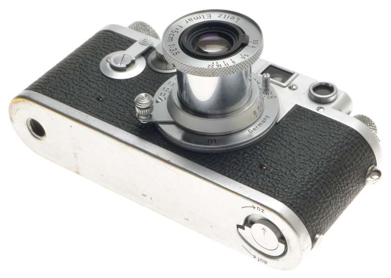 SELF TIMER 3F LEICA IIIF CAMERA CHROME ELMAR 1:3.5/50mm LENS f=5cm BLACK SCALE