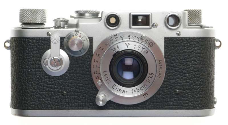 SELF TIMER 3F LEICA IIIF CAMERA CHROME ELMAR 1:3.5/50mm LENS f=5cm BLACK SCALE