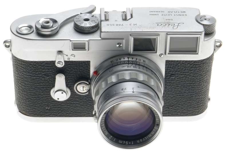 DS LEICA M3 FILM 35mm CAMERA WITH SERVICED SUMMICRON 1:2/50mm RIGID CHROME LENS