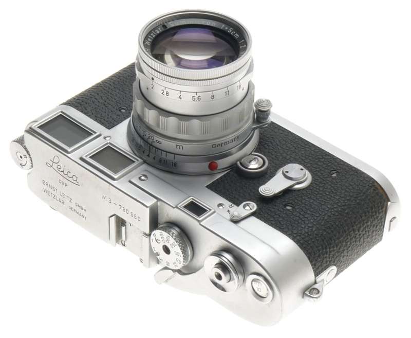 DS LEICA M3 FILM 35mm CAMERA WITH SERVICED SUMMICRON 1:2/50mm RIGID CHROME LENS