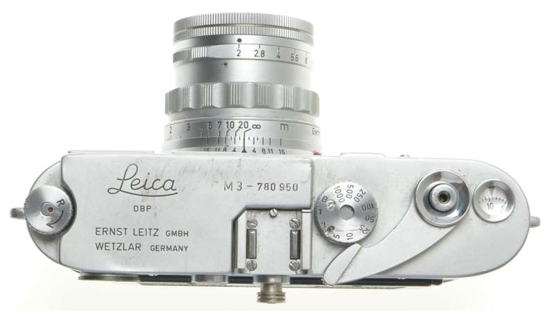 DS LEICA M3 FILM 35mm CAMERA WITH SERVICED SUMMICRON 1:2/50mm RIGID CHROME LENS
