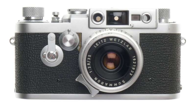 SUMMARON SILVER 1:2.8/35mm SCREW MOUNT M39 LENS WITH LEICA IIIG FILM CAMERA f=35