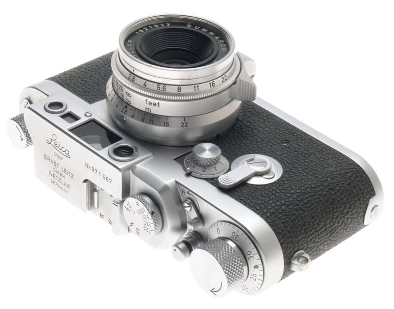 SUMMARON SILVER 1:2.8/35mm SCREW MOUNT M39 LENS WITH LEICA IIIG FILM CAMERA f=35