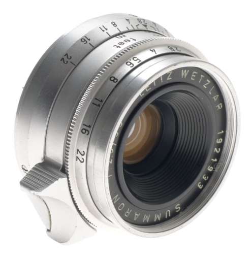 SUMMARON SILVER 1:2.8/35mm SCREW MOUNT M39 LENS WITH LEICA IIIG FILM CAMERA f=35