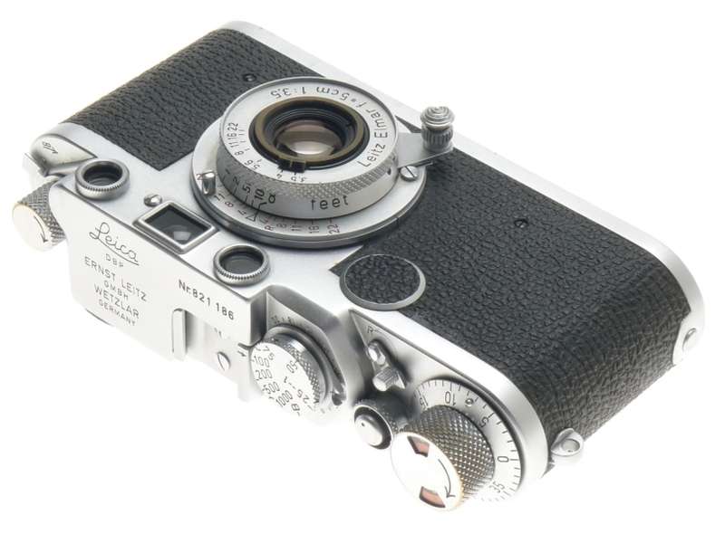 LEICA IIF 35mm FILM M39 MOUNT CAMERA RED DIAL ELMAR 1:3.5/5cm CLEAN 3.5/50 LENS