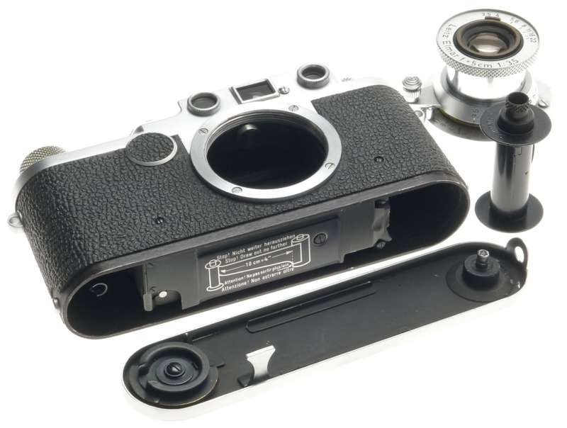 LEICA IIF 35mm FILM M39 MOUNT CAMERA RED DIAL ELMAR 1:3.5/5cm CLEAN 3.5/50 LENS