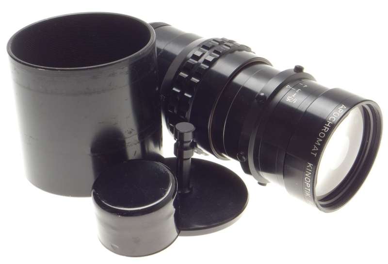 Kinoptik 1:2.5 f=150mm Apochromat tele camera lens 2.5/150mm Cameflex hood CLA'd