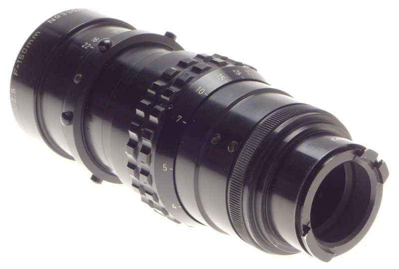 Kinoptik 1:2.5 f=150mm Apochromat tele camera lens 2.5/150mm Cameflex hood CLA'd
