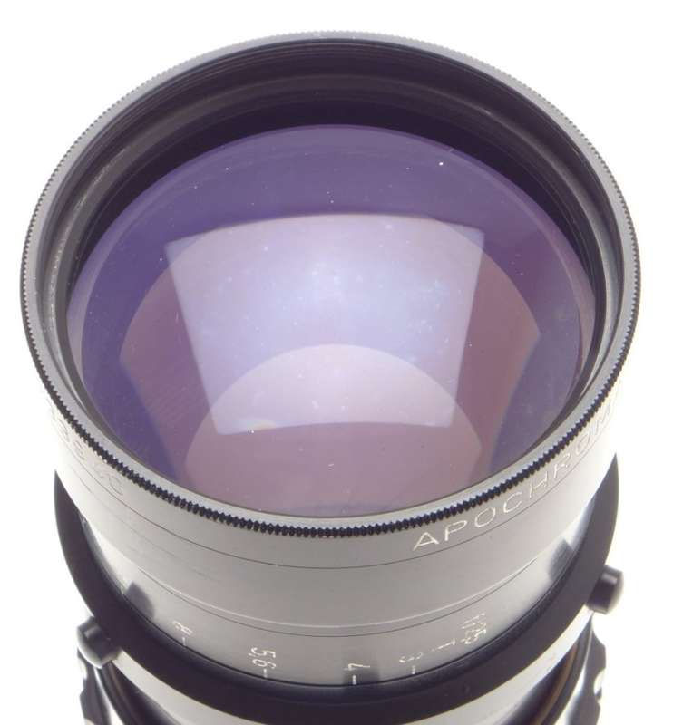 Kinoptik 1:2.5 f=150mm Apochromat tele camera lens 2.5/150mm Cameflex hood CLA'd