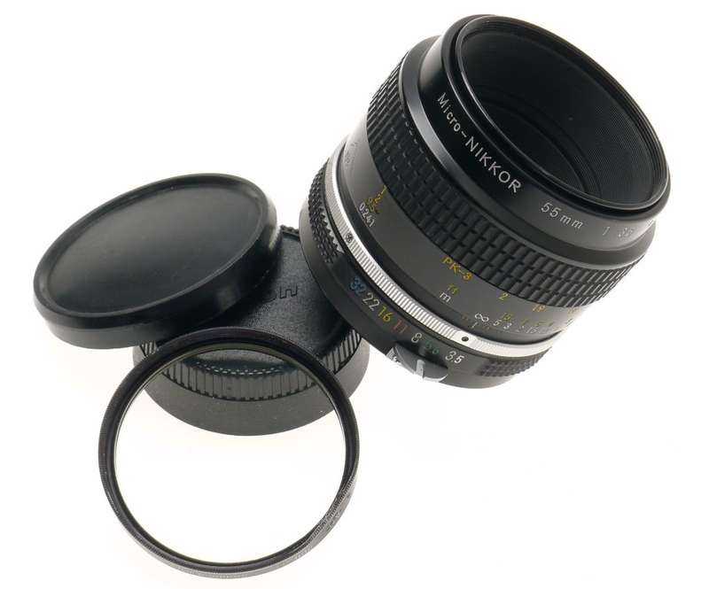MICRO-NIKKOR 55mm f3.5 Ai SLR CAMERA LENS CAPS FILTER EXCELLENT 1:3.5/55mm CLEAN