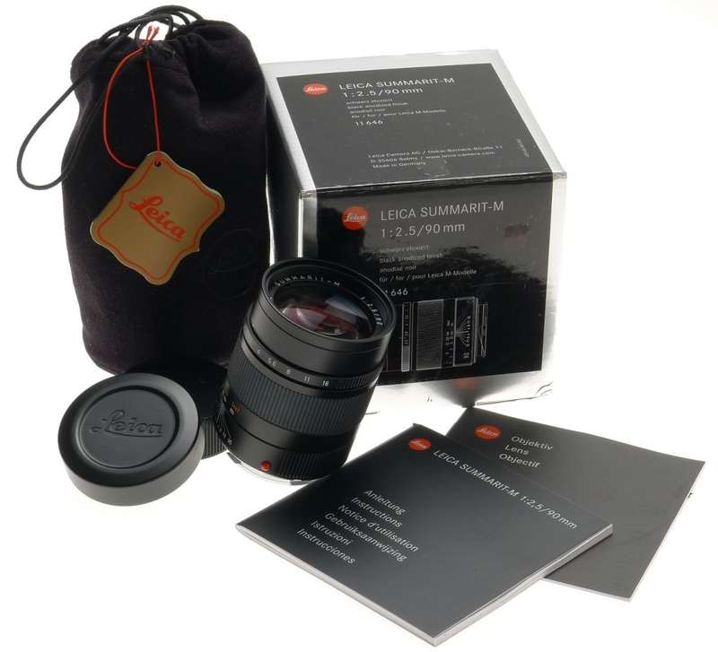 LEICA 1:2.5/90mm SUMMARIT-M CAMERA LENS M9 M3 BLACK 6 bit MONOCHROME GUARANTEE