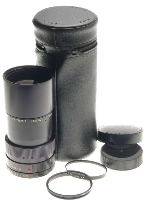 LEICA APO-TELYT-R 1:3.4/180mm SLR 3-CAM 35mm CAMERA LENS CLEAN f=180 CAPS CASE