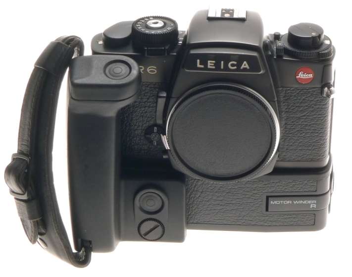 LEITZ R6 BLACK CLEAN SLR 35mm FILM CAMERA BODY WITH MOTOR WINDER LEICA HAND GRIP