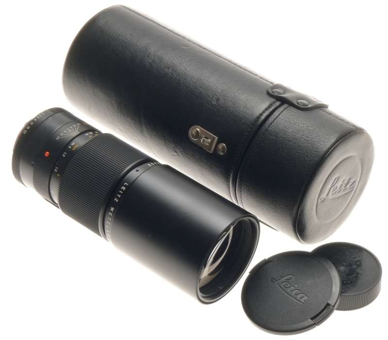 TELYT-R 1:4/250 LEICA SLR CAMERA TELE LENS E67 MINT- F=250mm 3 CAM CAPS CASE