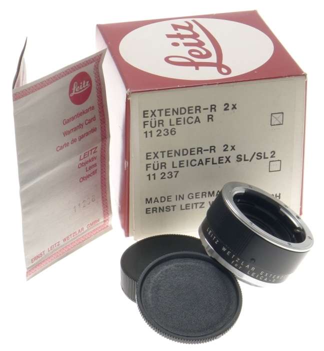 COMPLETE KIT LEICA R 2x EXTENDER-R MINT- BOX 11236 CAPS PERFECT OPTICS SL2 FLEX