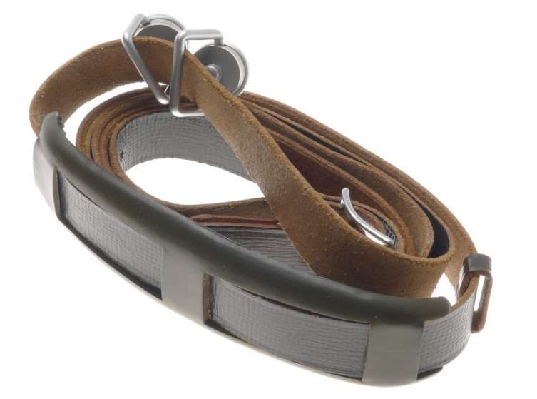 LEICA CAMERA LEATHER NECK STRAP RARE DOUBLE SCREW MOUNT THREADS RARE LEITZ MINT