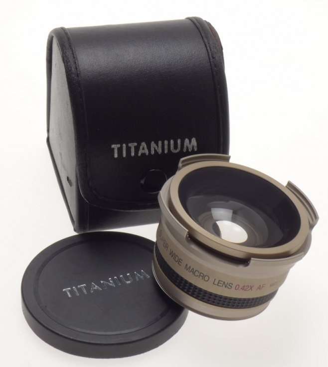 TITANIUM SUPER WIDE MACRO 0.42 X AF AUXILLARY LENS CASE CLEAN GLASS 46mm MOUNT