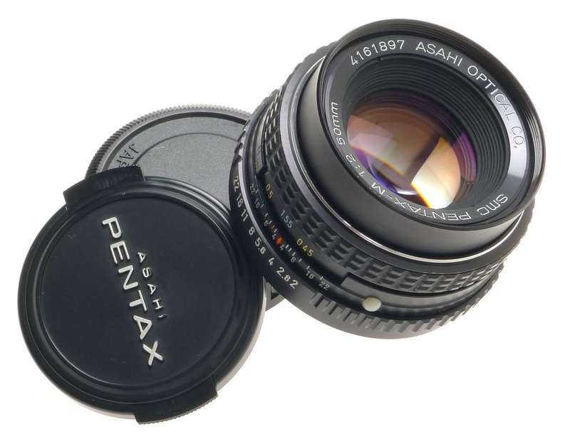 PENTAX-M SMC PRIME 1:2/50mm ASAHI BAYONET MOUNT SLR CAMERA LENS CAPS f=50mm NICE