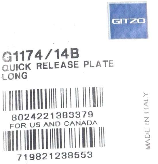 GITZO G1174/14B QUICK RELEASE PLATE LONG SPARE NEW MINT