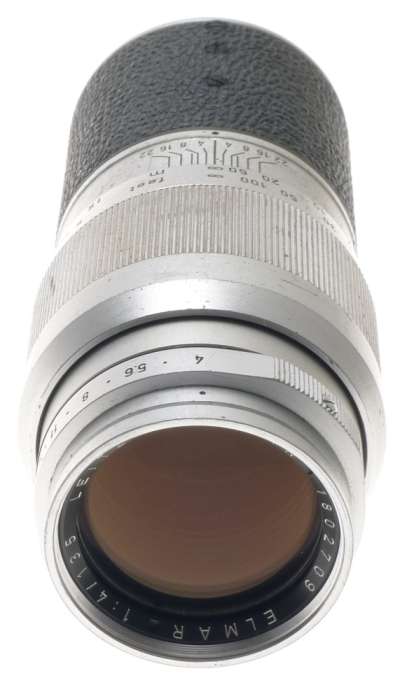 ELMAR 4/135mm LEICA-M MOUNT CHROME CAMERA LENS CAP GOOD OPTICS PRIME IUFOO HOOD
