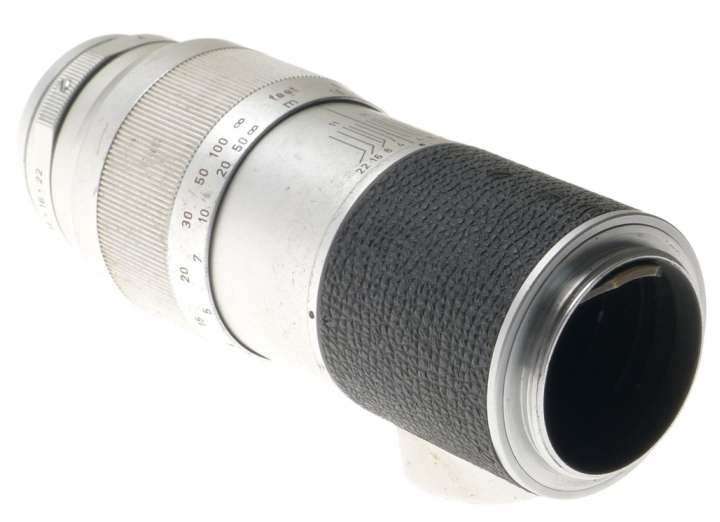 ELMAR 4/135mm LEICA-M MOUNT CHROME CAMERA LENS CAP GOOD OPTICS PRIME IUFOO HOOD