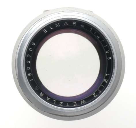 ELMAR 4/135mm LEICA-M MOUNT CHROME CAMERA LENS CAP GOOD OPTICS PRIME IUFOO HOOD
