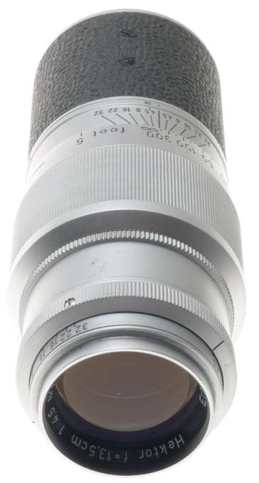 ORIGINAL CASE LEICA M39 MOUNT HEKTOR 1:4.5/135mm CHROME SILVER LENS VERY CLEAN