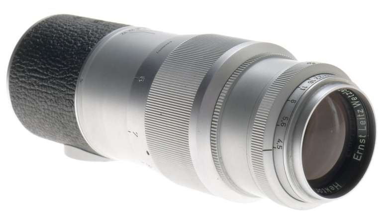 ORIGINAL CASE LEICA M39 MOUNT HEKTOR 1:4.5/135mm CHROME SILVER LENS VERY CLEAN