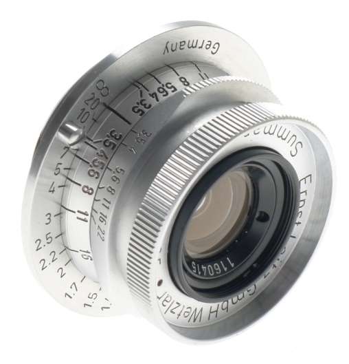 MINT- SUMMARON 1:3.5/35mm CHROME COMPACT 3.5 f=3.5cm NUMBERED LEICA METRIC LENS