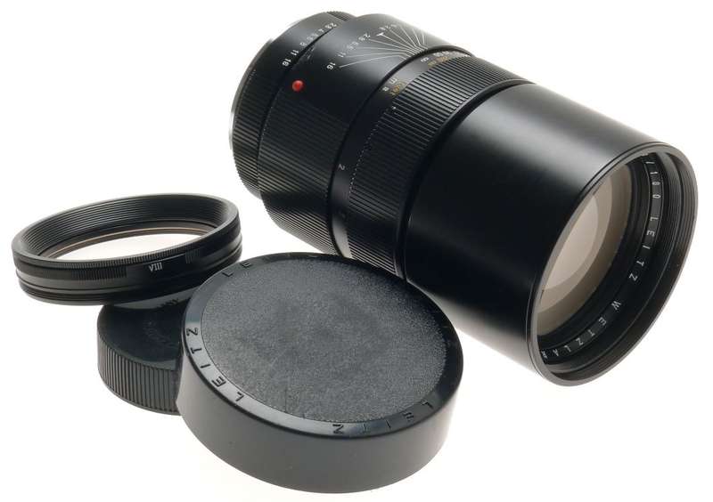 ELMARIT-R 1:2.8/180mm LEICA SLR BLACK CAMERA LENS f=180mm CLOSE UP LENS VIII CAP
