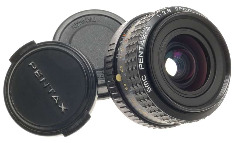 SMC PENTAX-A 1:2.8/28mm MINT PK CAMERA WIDE ANGLE LENS f=28mm CASE CAPS PERFECT