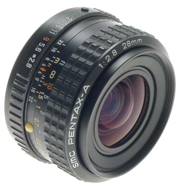 SMC PENTAX-A 1:2.8/28mm MINT PK CAMERA WIDE ANGLE LENS f=28mm CASE CAPS PERFECT