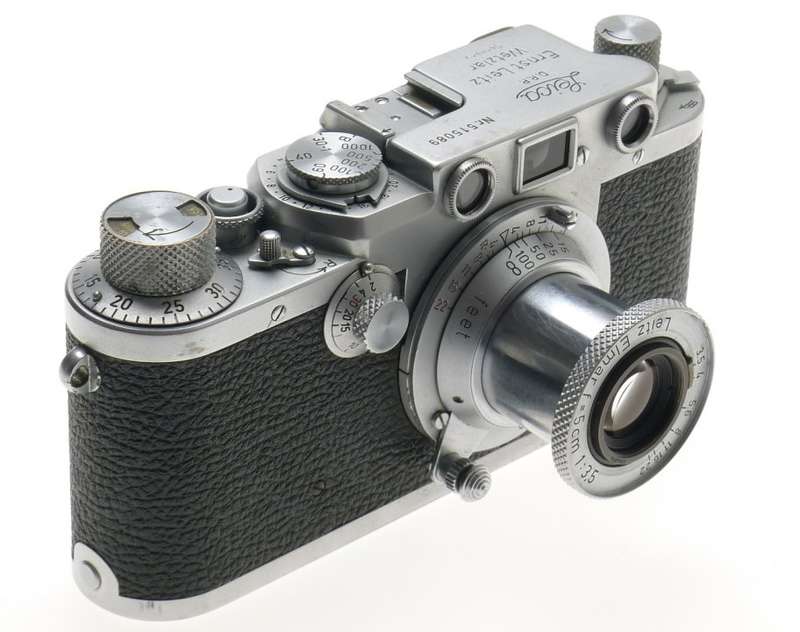 BLACK DIAL LEICA IIIF M39 TLM RANGEFINDER RED SCALE LEITZ ELMAR 1:3.5 f=5cm