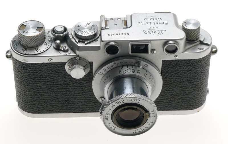 BLACK DIAL LEICA IIIF M39 TLM RANGEFINDER RED SCALE LEITZ ELMAR 1:3.5 f=5cm