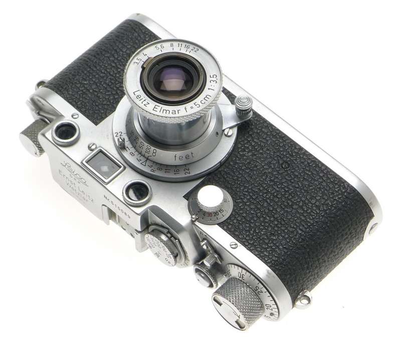 BLACK DIAL LEICA IIIF M39 TLM RANGEFINDER RED SCALE LEITZ ELMAR 1:3.5 f=5cm