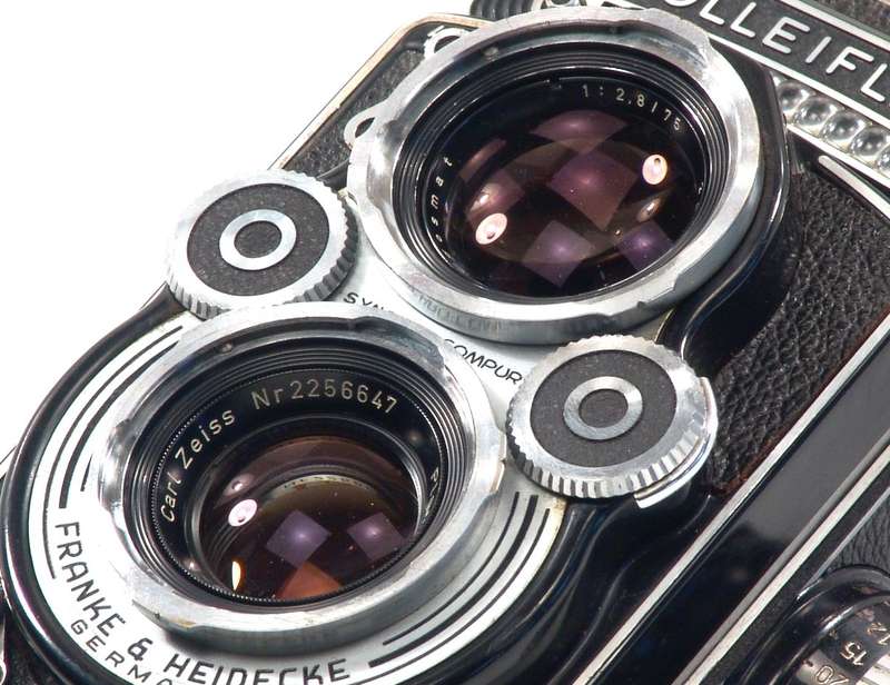 ROLLEIFLEX ZEISS PLANAR 3.5/75mm LENS TLR f=75mm CAMERA METER CASED CLEAN