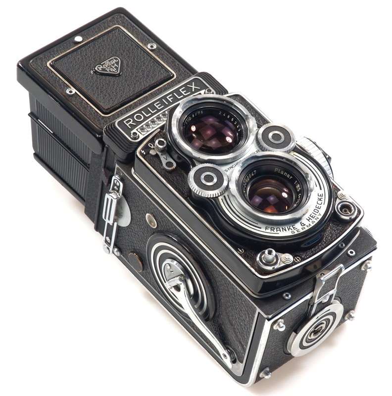 ROLLEIFLEX ZEISS PLANAR 3.5/75mm LENS TLR f=75mm CAMERA METER CASED CLEAN