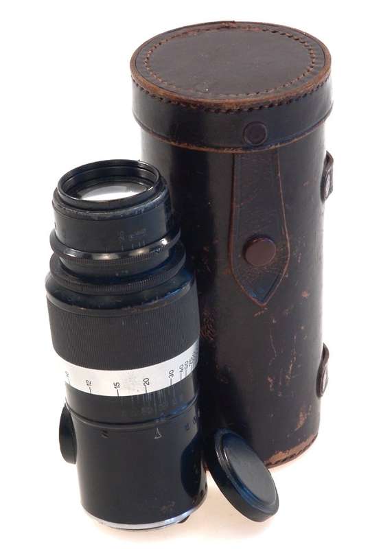 LEICA BLACK PAINT RARE ELMAR 4.5/13.5cm Serial Number 571 PRE WAR f=135mm CASE