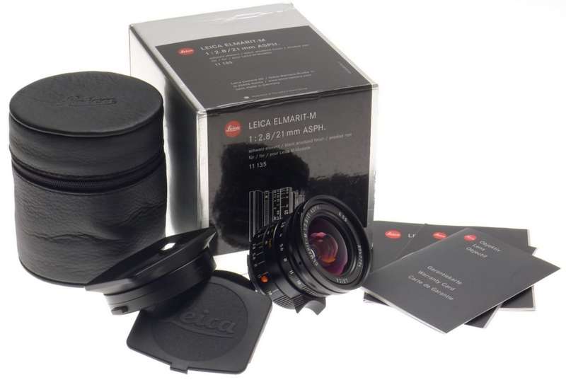 NEW LEICA ELMARIT-M 2.8/21mm ASPH. LENS 11135 WIDE ANGLE 6-Bit BOX CAP HOOD f=21