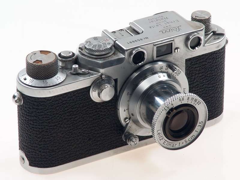CHROME LEICA IIf ELMAR f=5cm 1:3.5 CAP CASE RED DIAL NR