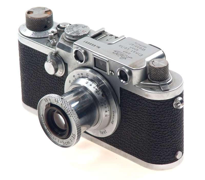 CHROME LEICA IIf ELMAR f=5cm 1:3.5 CAP CASE RED DIAL NR