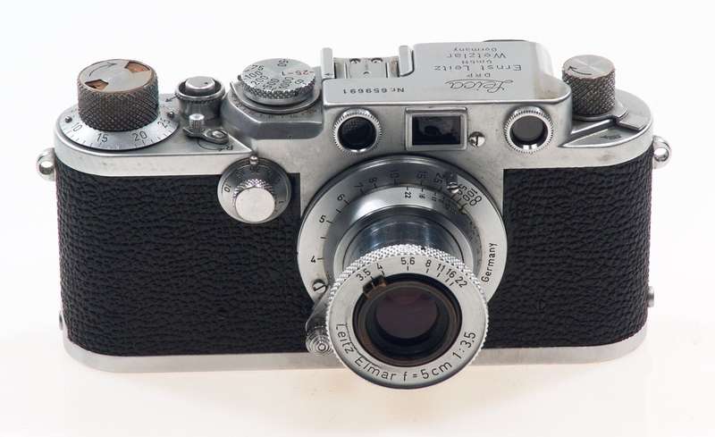 CHROME LEICA IIf ELMAR f=5cm 1:3.5 CAP CASE RED DIAL NR