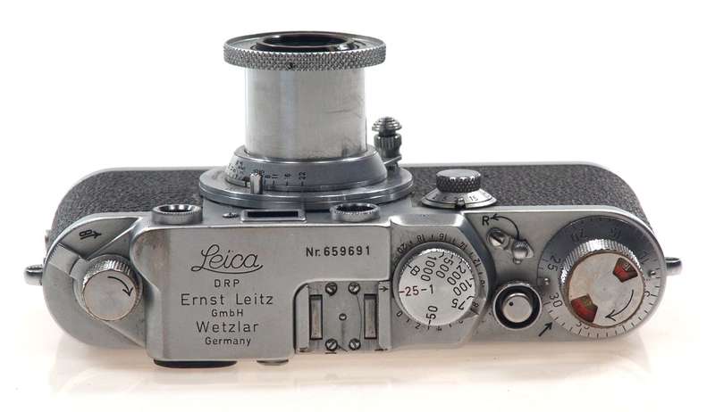 CHROME LEICA IIf ELMAR f=5cm 1:3.5 CAP CASE RED DIAL NR