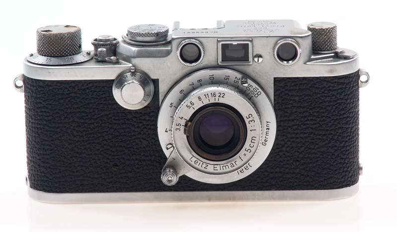 CHROME LEICA IIf ELMAR f=5cm 1:3.5 CAP CASE RED DIAL NR
