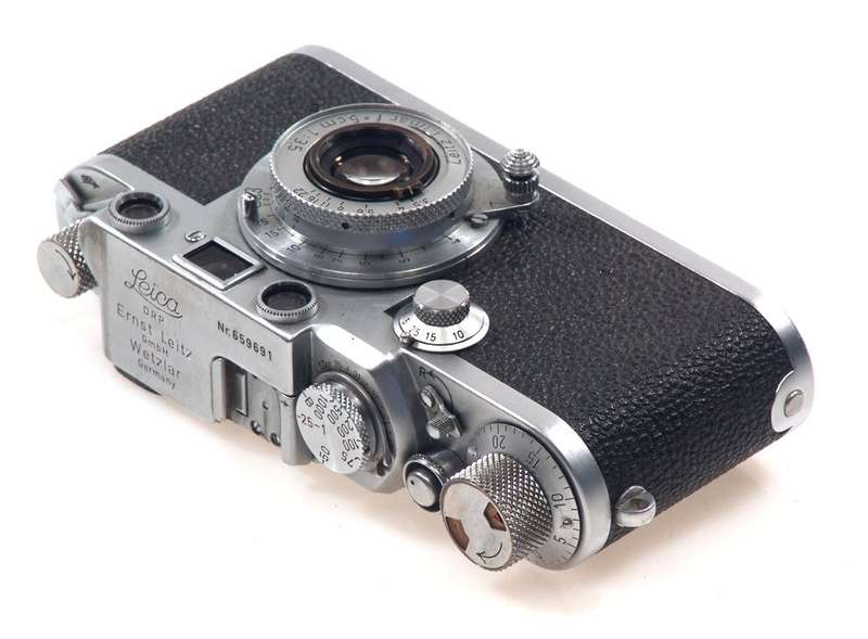 CHROME LEICA IIf ELMAR f=5cm 1:3.5 CAP CASE RED DIAL NR