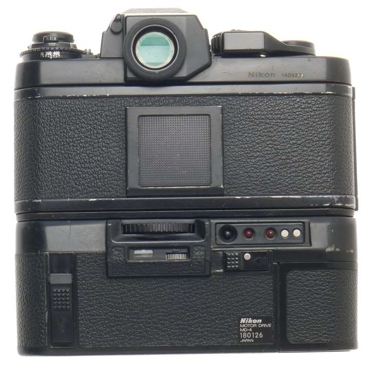 35mm FILM CAMERA NIKON F3 BLACK BODY WITH MOTOR DRIVE WINDER MD-4 PRISM FINDER