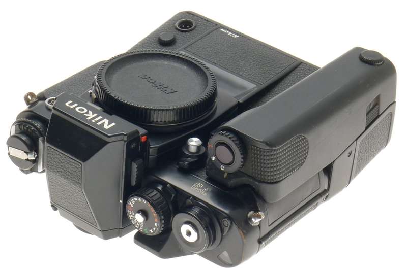 35mm FILM CAMERA NIKON F3 BLACK BODY WITH MOTOR DRIVE WINDER MD-4 PRISM FINDER