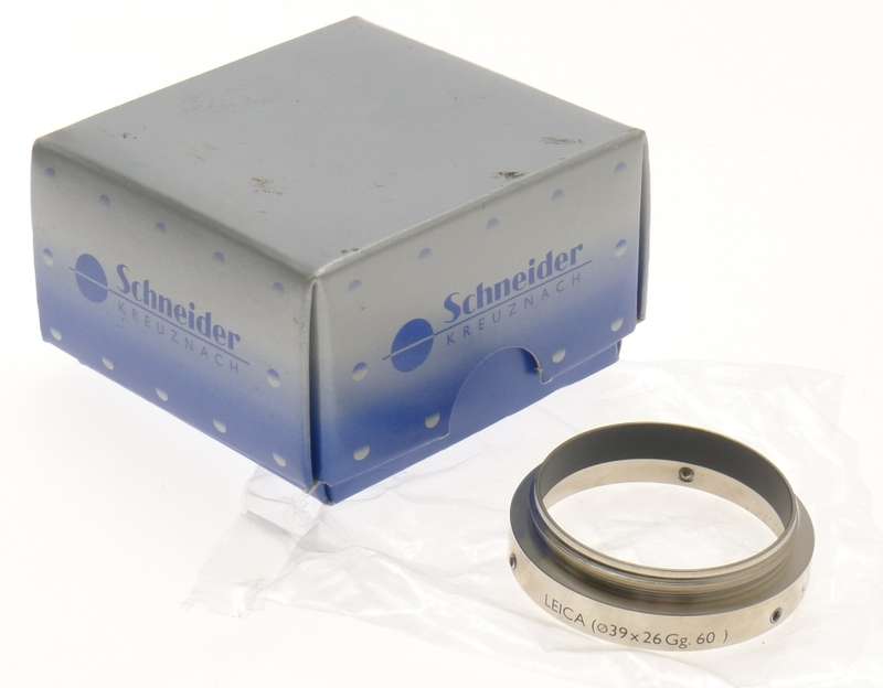 LEICA 39 x 26Gg.60 STAINLESS STEEL SCHNEIDER MAKRO CAMERA LENS ADAPTER 6,5mm BOX