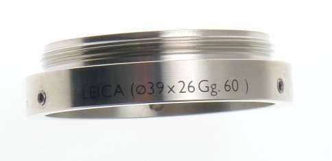 LEICA 39 x 26Gg.60 STAINLESS STEEL SCHNEIDER MAKRO CAMERA LENS ADAPTER 6,5mm BOX